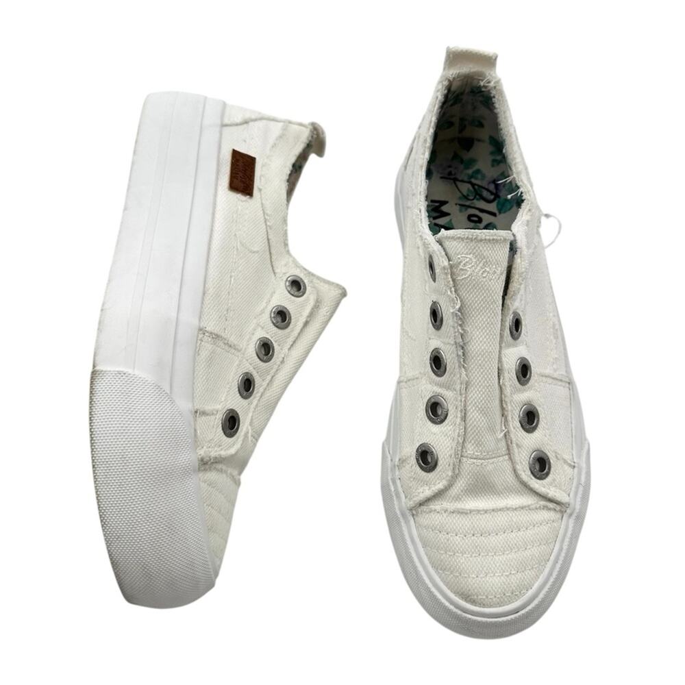 Blowfish White Play Slip On Platform Canvas Sneakers Women's Size 6
